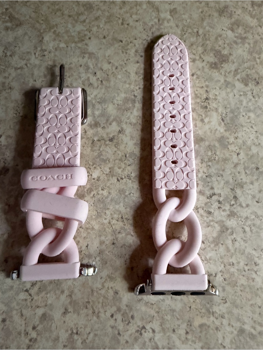 Coach Light Pink Silicone Chain-Link Watch Strap